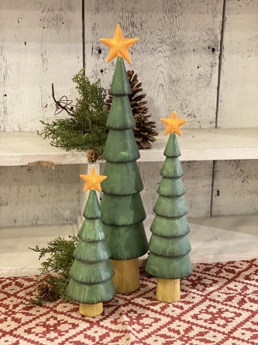 WOODEN TREES - SET OF 3 GREEN